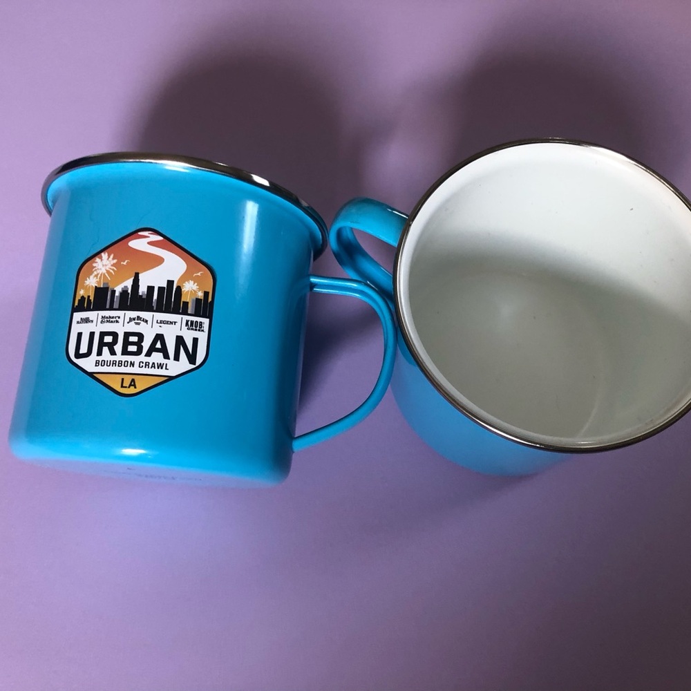 URBAN Bourbon Crawl LA Blue Enamel Mugs - Set of 2